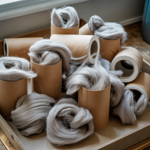 lint from tumble dryer added to toilet roll inner tubes